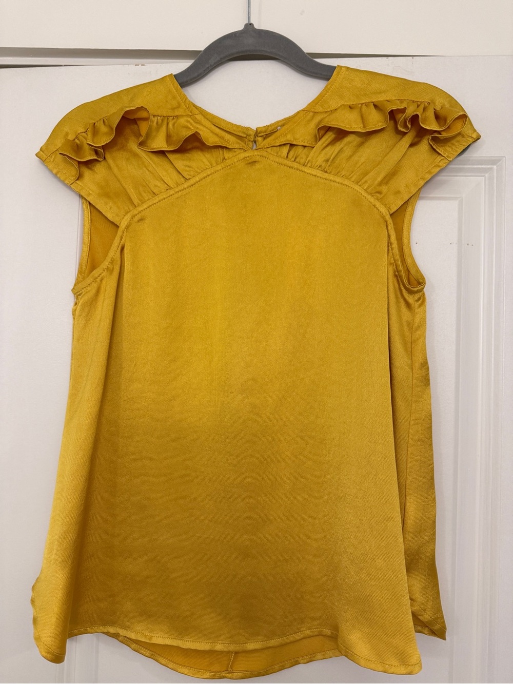 Mustard Yellow Ruffle Cap-Sleeve Top